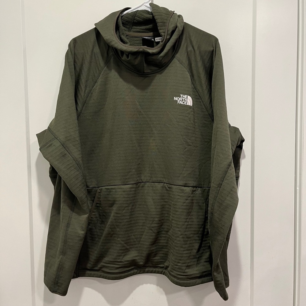The North Face Mens XXL Green Grid Fleece Pullover Hoodie Activewear 9/1